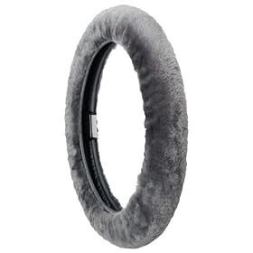 Genuine Sheepskin Steering Wheel Cover, Gray