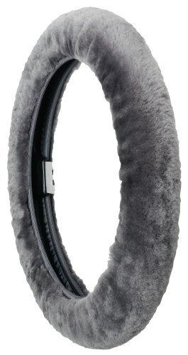 Genuine Sheepskin Steering Wheel Cover, Gray