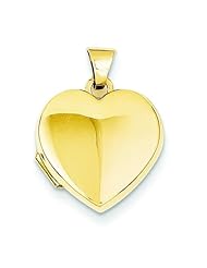 14K Gold Plain Heart Locket Photo Pendant Jewelry |B