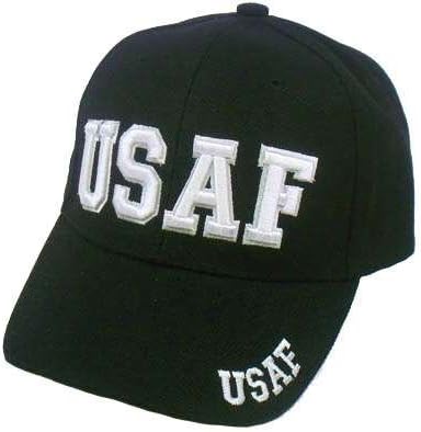 US AIR FORCE USAF BLACK WHITE MILITARY VELCRO HAT CAP