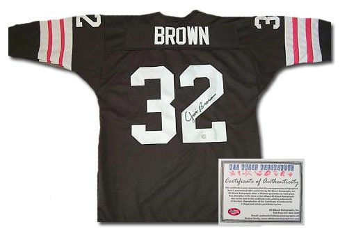 Jim Brown Cleveland Browns NFL Hand Signed Authentic Style Home Brown Jersey