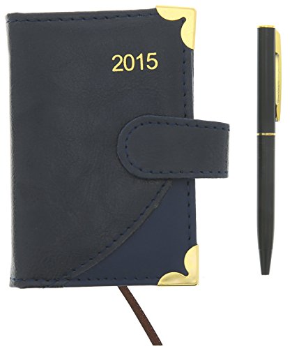 2015 Weekly Planner by Paper Craft 3 x 4 Inch - Blue Leather
