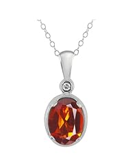 1.11 Ct Oval Orange Red Madeira Citrine and Topaz 18k White Gold Pendant