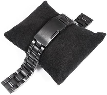 Ipara Fashion Mens Black Ion-Plated Gunmetal Stainless Steel Watch Strap Replacement Band Bracelet Belt, 18mm