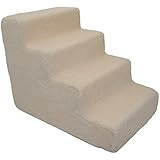 Best Pet Supplies 4-Step Foam Pet Stairs/Steps, 24 by 15 by 19-Inch, White Lambswool