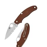 Spyderco UK Penknife Maroon FRN Leaf Blade CombinationEdge Knife