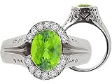 1.89 cts Genuine Peridot Ring - 14kt White Gold LIFETIME WARRANTEE