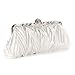 Crystals kiss lock satin pleated evening wedding prom bridal clutch lady handbag