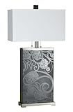 Candice Olson Paisley Table Lamp, Etched Glass with Chrome Accents & Cream Shade 18