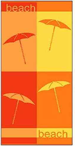 Sea Isle Velour Double Jacquard Beach Towel, 38 x 68", Umbrella Orange