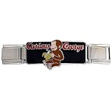Curious George Eating Banana Deluxe Animal Disney Monkey Licensed Italian Charms Bracelet Link