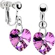 Handcrafted Genuine Rose Preciosa Heart Clip Earrings