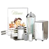 Retro 50s Diner Style Tableware Set Straw Sugar Napkin Dispenser Salt and Pepper Menu Holder Menu Cover