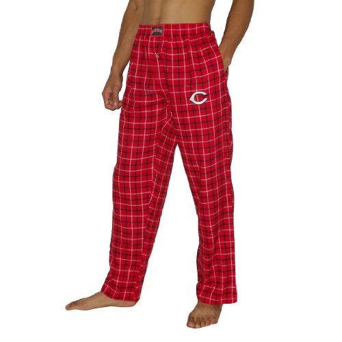 Mens MLB Cincinnati Reds Plaid Cotton Thermal Sleepwear / Pajama Pants - Red & Black (Size: S)
