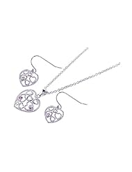 Nickel Free Sterling Silver Pendant & Earring Sets Multi Heart CZ Set