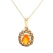 Necklace With Precious Stones - Genuine Opal and Topazes in Yellow Gold Length 18in