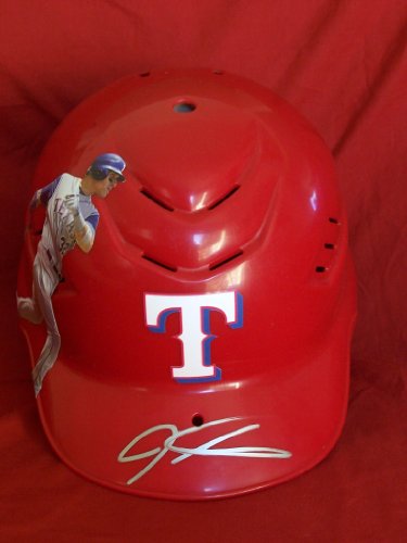 2011 World Series Josh Hamilton Autographed Custom Red Texas Rangers Photo Cool-Flo Batting Helmet, Proof Photo of Josh Signing for Us.