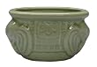 Small oval chinese celadon bonsai planter / pot with elephant design - porcelain, hand glazed
