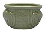 Small oval chinese celadon bonsai planter / pot with elephant design - porcelain, hand glazed