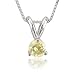 14k White Gold Solitaire Yellow Orange Diamond Pendant Necklace - 0.25 carat