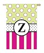 Monogram Peppy Pink & Green Polka Dot Double Sided Regular Size Flag - Z