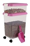 IRIS Airtight Pet Food Container Combo Kit, Pink/White
