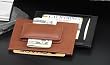 Genuine Leather Money Clip & Credit Card Holder with Window