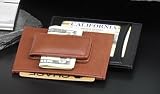 Genuine Leather Money Clip & Credit Card Holder with Window