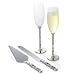 Cathy'S Bride and Groom Love Champagne Flutes and Cake Server Set