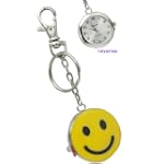 SAVE $24.04 - Smiley Happy Face Chain & Split Key Ring Pocket Watch Clip Keychain Watch $15.95