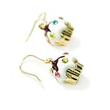 Gold Cupcake Dangle Earrings Fashion Jewelry