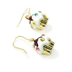 Gold Cupcake Dangle Earrings Fashion Jewelry