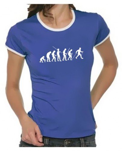 Coole-Fun-T-Shirts T-Shirt Nordic Walking Evolution RINGER, blau, S, 10738_RIGI-Blau_GR.S