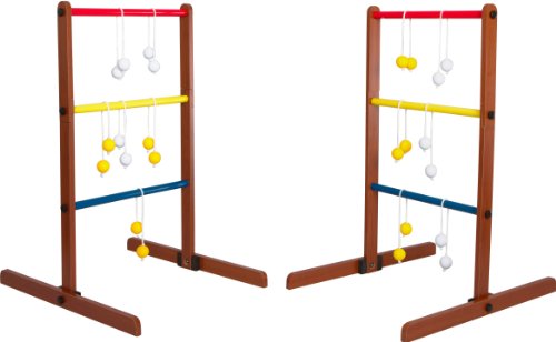 Ladder Toss & Ladder Golf Set - 2 Portable 3ft Tall Ladders, 3 Bolos, & 3 Child Safe Soft Bolos