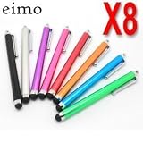 eimo (TM) Original 8 x Metallic Smart Stylus Pens (8-in-1)For ALL Touch Screen Mobiles Like Apple iPhone : 3G, 3GS, 4G, 4 & For BLACKBERRY TORCH 9800 & FOR HTC WILDFIRE G8, WILDFIRE S, DESIRE G7, DESIRE S Z HD, Incredible, Incredible S, Sensation 4G, Salsa G15, Inspire, Evo, Hero, HD2, HD7, HD Mini, Mozart 7, Trophy 7, Google Nexus One, Google Nexus S, & FOR NOKIA N8 E7 C6 C7 X7 X6 & FOR SAMSUNG WAVE S8500 WAVE 2 525 723 GALAXY S S2 i9000 i9100 Galaxy Europa Lite Portal Mini Ace & FOR LG OPTIMUS 7 2X 3D & FOR SONY ERICSSON VIVAZ , VIVAZ PRO, XPERIA X10 MINI, XPERIA X8 X10 X12, XPERIA Arc, XPERIA Neo, XPERIA Play & FOR MOTOROLA Atrix, Defy, Droid , Android based phone - by eimo(Four colours, 8-in-1)