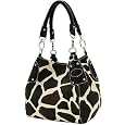 Black Large Vicky Giraffe Print Faux Leather Satchel Bag Handbag Purse