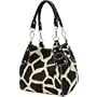 Black Large Vicky Giraffe Print Faux Leather Satchel Bag Handbag Purse