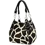 Black Large Giraffe Print Faux Leather Satchel Bag Handbag