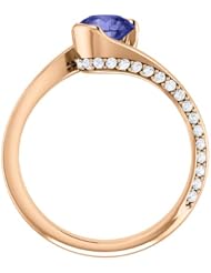 10K Rose Gold 6.00mm Round Cut Tanzanite and Diamond Ring -- LIFETIME WARRANTY