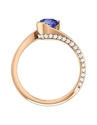 18K Rose Gold 6.00mm Round Cut Tanzanite and Diamond Ring -- LIFETIME WARRANTY