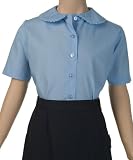 French Toast Short Sleeve Peter Pan Blouse With Lace Trim Collar