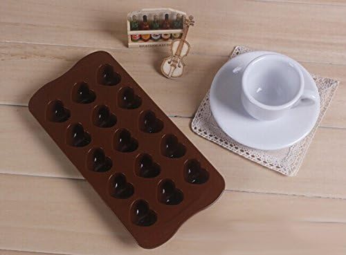 WOOTOP-Silicone Heart Shaped Chocolate Mold Candy Mold 15Heart-Choc