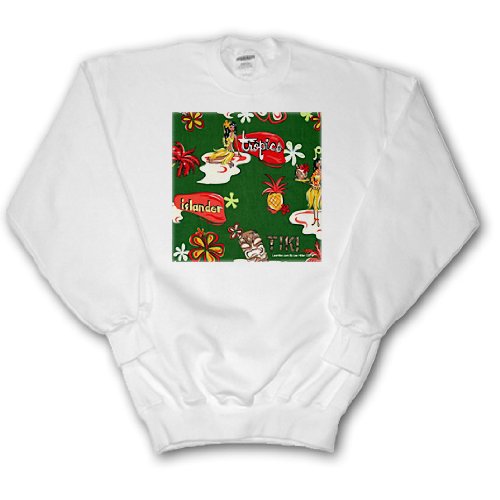 50s Tiki Tropics Islander Red Green - Youth SweatShirt Med(10-12)