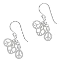 Sterling Silver Round, Heart & Teardrop Peace Signs Cluster Drop Earring