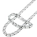 TrendToGo Stainless Steel Silver Tone Heavy Mariner Men Bracelet Chain Set