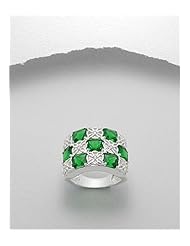 Forest Green CZ Ring In 92.5 Sterling Silver