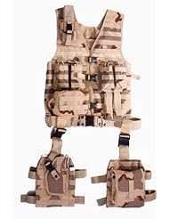 Sports: Ultimate Arms Gear Tactical Assault Scenario Desert Tan Camo Camouflage MOLLE 10 Piece Ambidextrous Complete Kit Set Deluxe Modular Web Vest w/ Hydration Bladder Pocket + 2 Open-Top Double Mag Ammo Pouches + Pistol Mags + Cell Phone Radio Pouch + Adjustable Duty Belt + Medical Utility Pouch + Dropleg Pistol Ambi Holster + Multi Purpose Dump Drop Leg Platform Rig - Ultimate Arms Gear