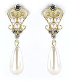 Glass Pearl Clear Crystal Earrings by Margot Townsend