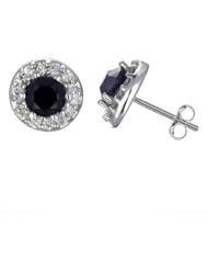 1.50 CT Black & White Diamond Earrings 14K White Gold