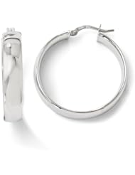 14k White gold Leslies Polished Hinged Hoop Earrings